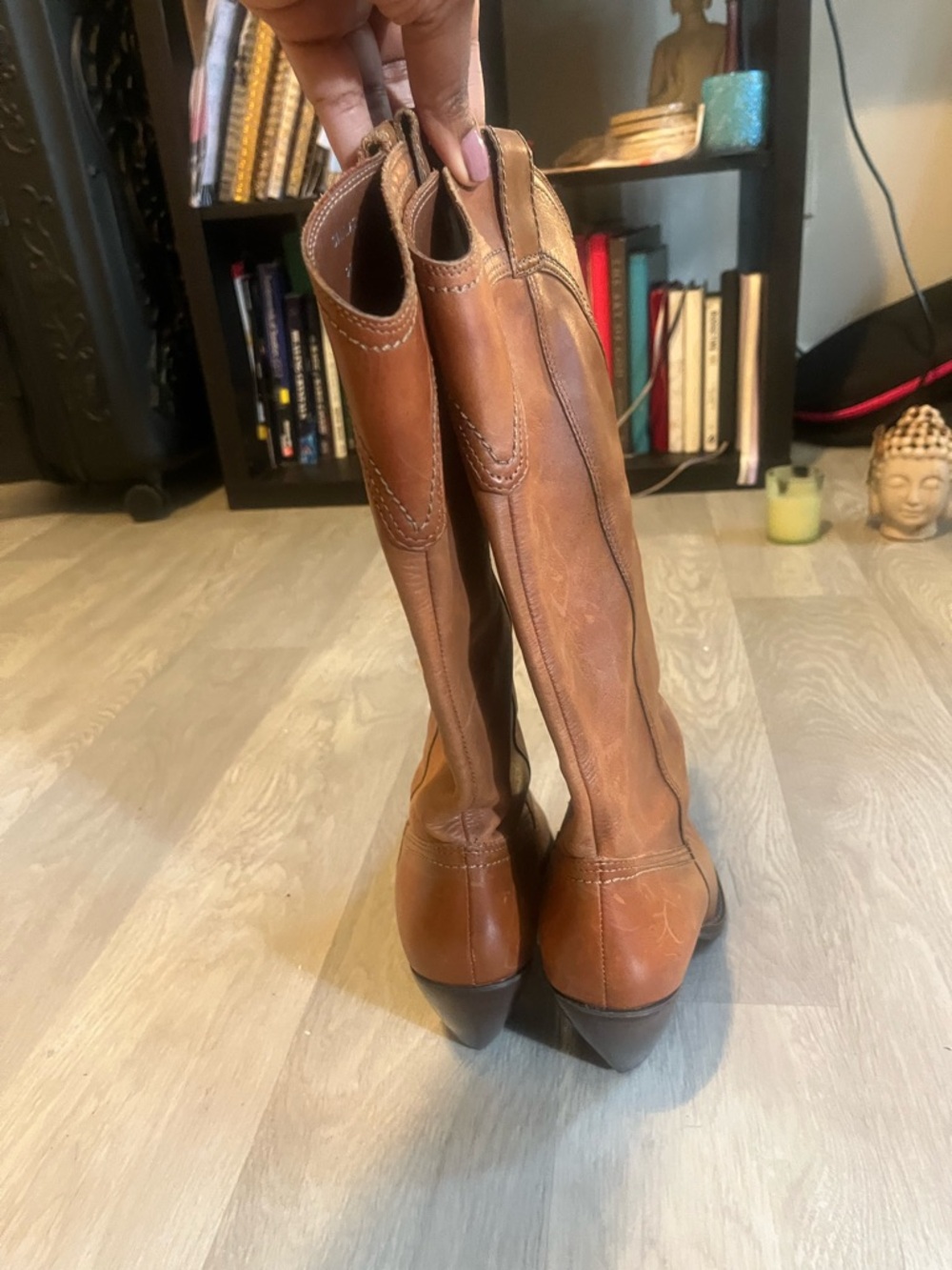 Women's Tan Genuine Leather Made in Brazil  Western Heeled Boots - Picture 4 of 8